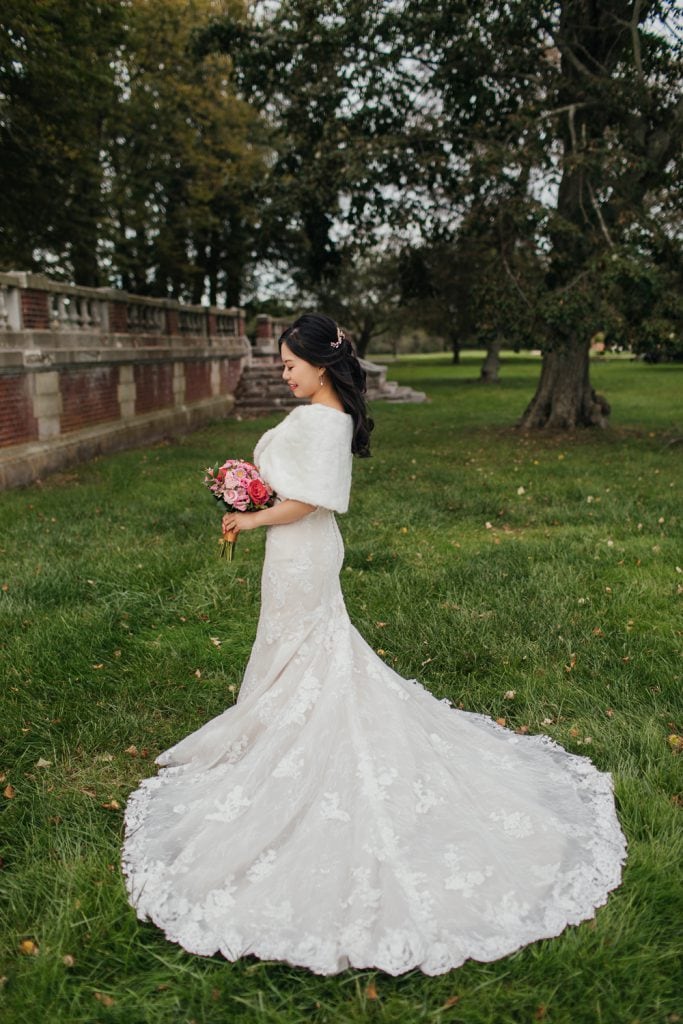 A portrait session of a bride near Bourne Mansion, Long Island