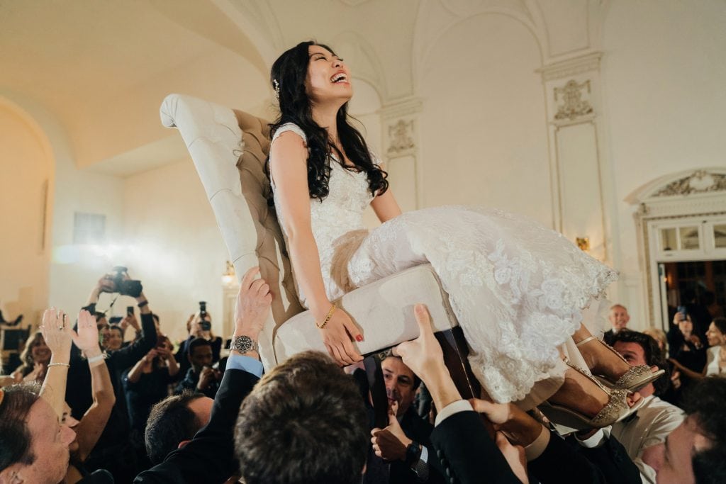 A horah during a wedding reception at Bourne Mansion in Long Island, NY