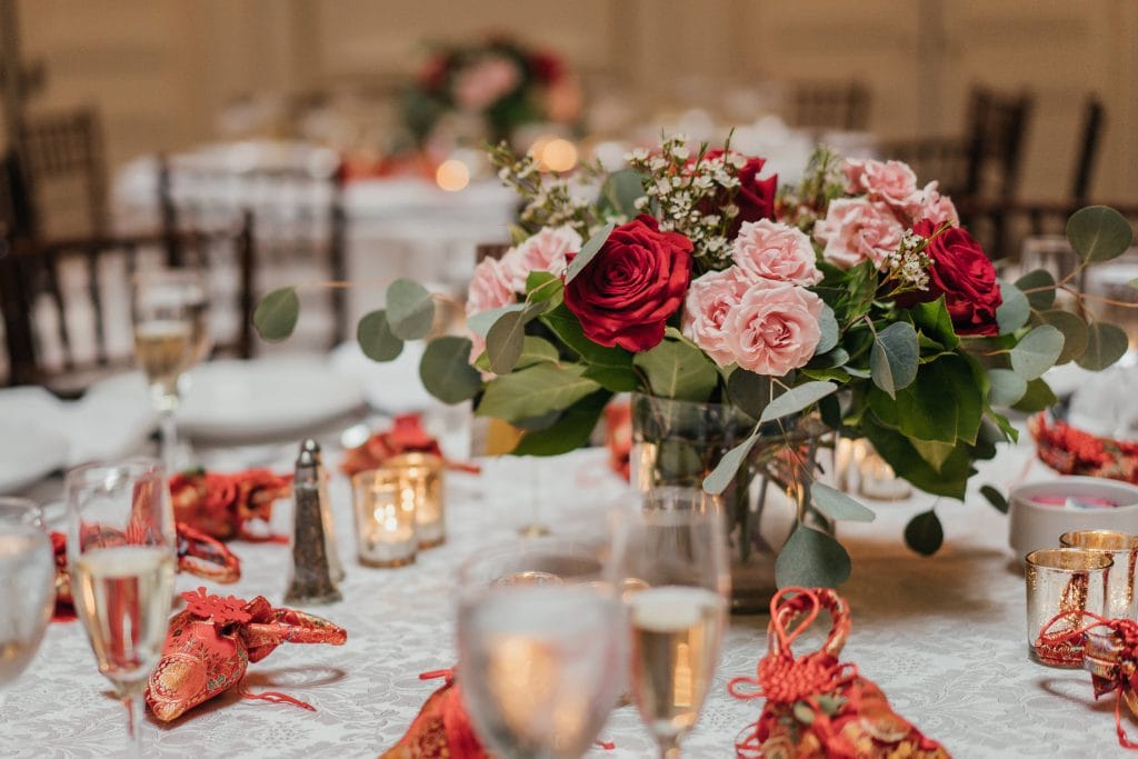 Reception setting at Bourne Mansion wedding in Long Island