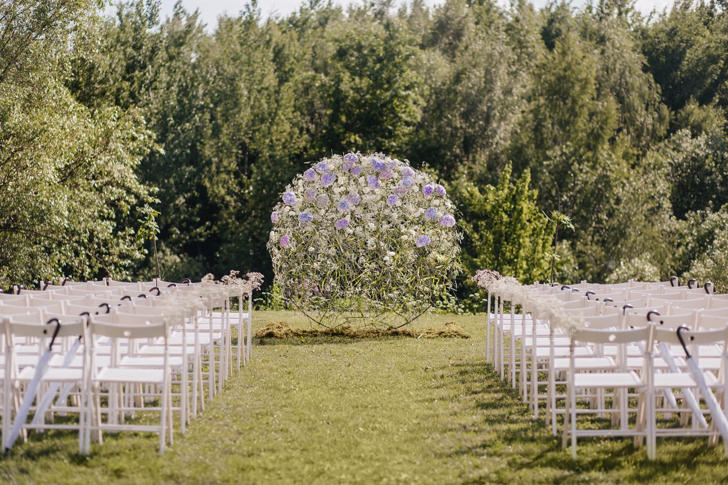 Outdoor wedding ceremony setting at the wedding venue in NJ