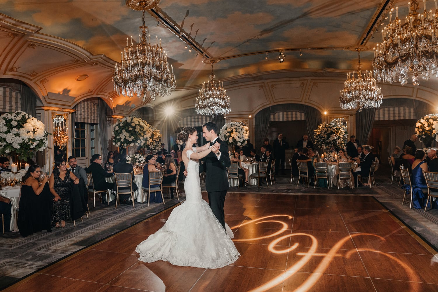 Bride and groom dancing their first dance at the St. Regis New York hotel