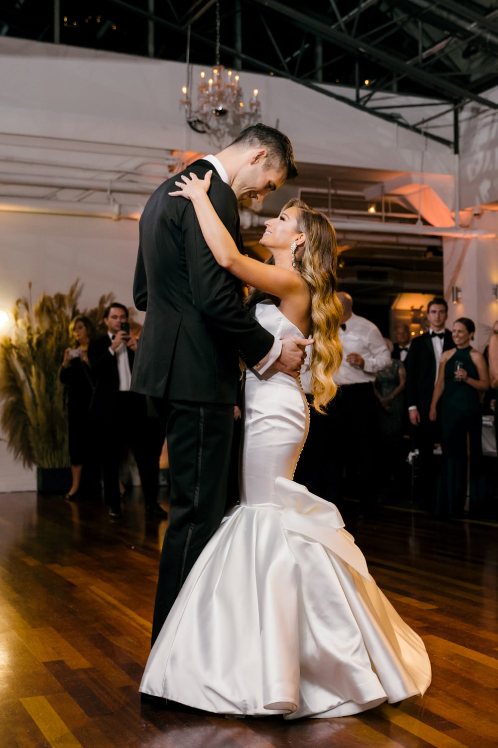Bride and groom dancing during reception at Tribeca Rooftop
