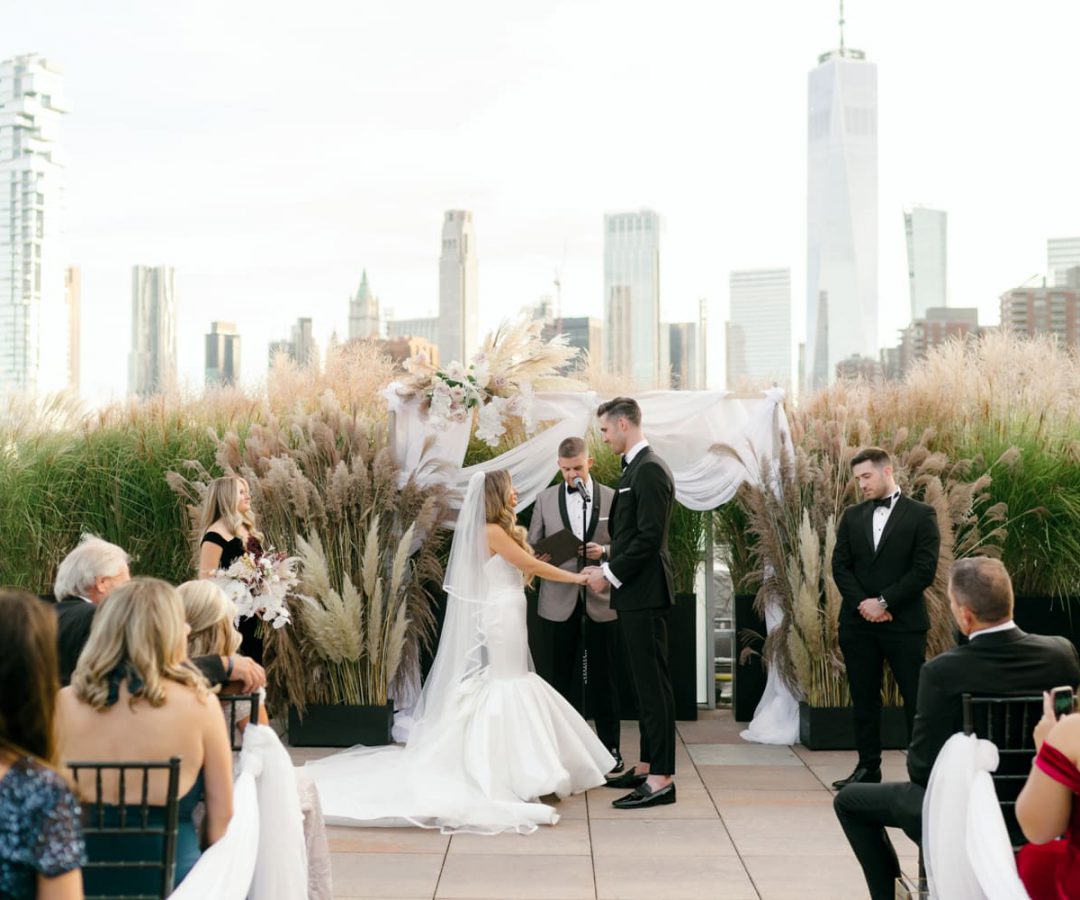 Outdoor wedding ceremony at Tribeca Rooftop