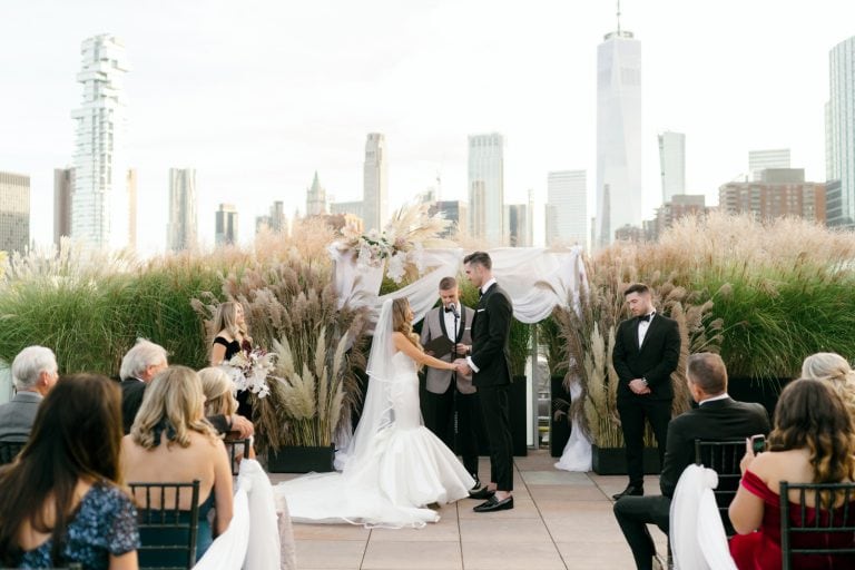 Outdoor wedding ceremony at Tribeca Rooftop