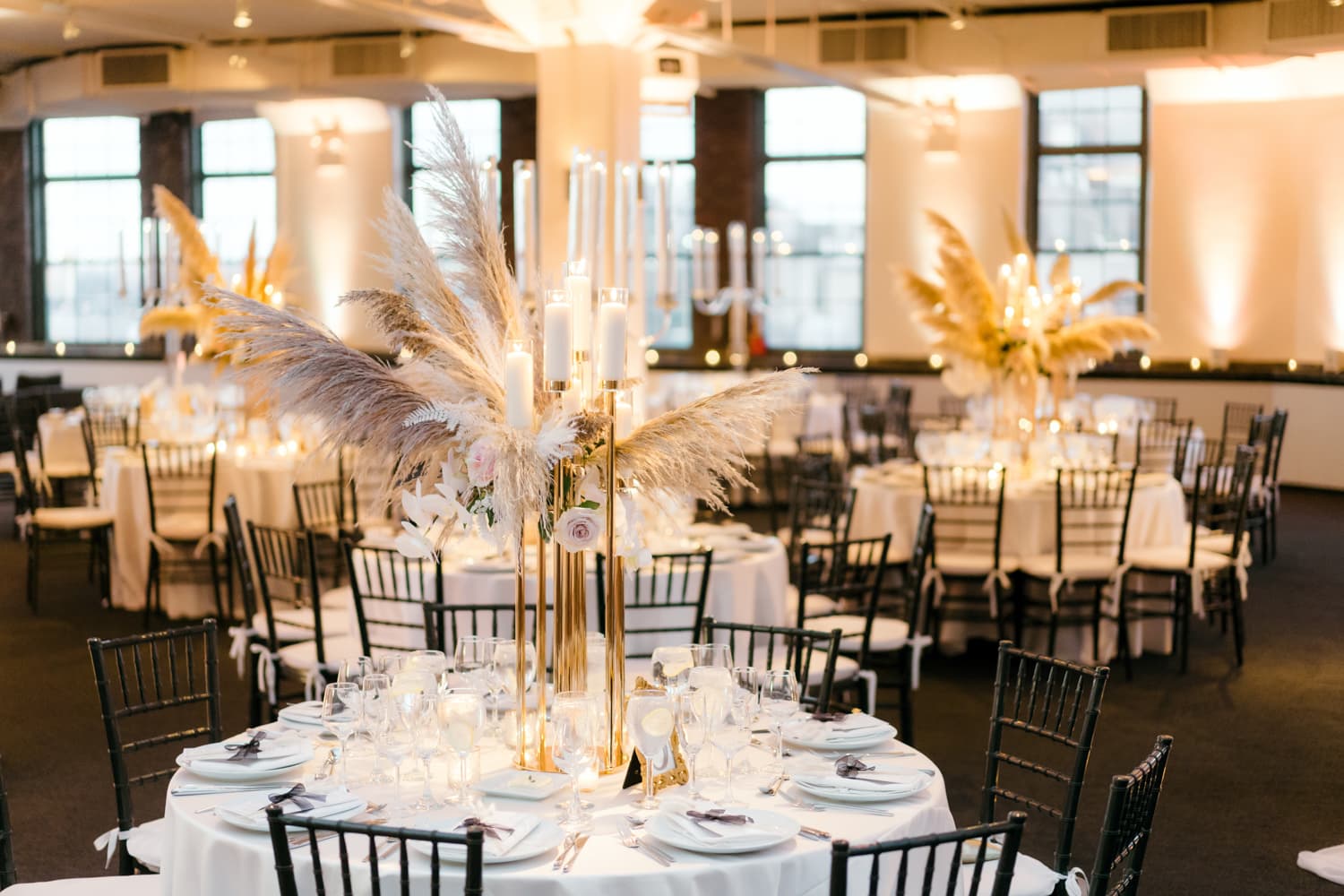 Whole table shot with florals and decorations